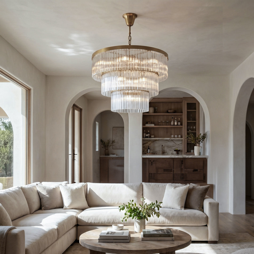 32 Inch Chandelier In Satin Gold - View 2 - Joshua Marshal