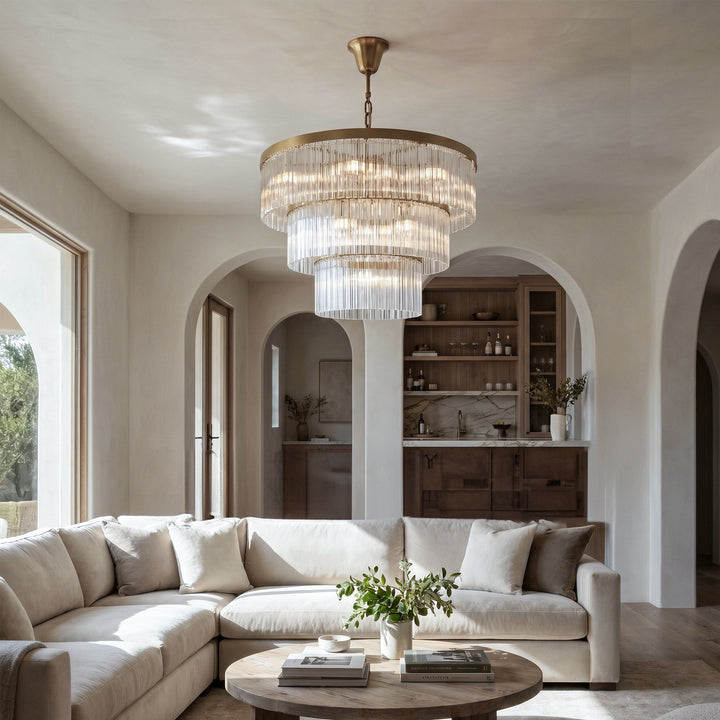 32 Inch Chandelier In Satin Gold - View 2 - Joshua Marshal