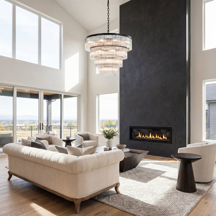 40 Inch Chandelier In Black - View 2 - Joshua Marshal