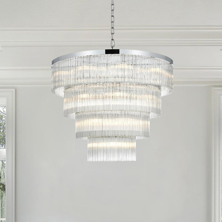 40 Inch Chandelier In Chrome Chrome And Clear Finish - LIGHTING by Joshua Marshal
