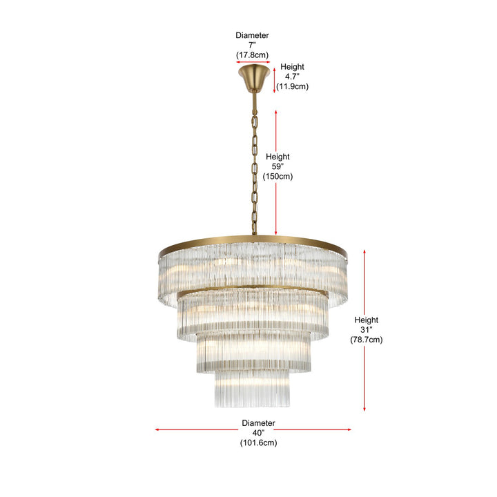 40 Inch Chandelier In Satin Gold - View 5 - Joshua Marshal