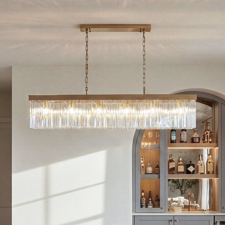 49 Inch Chandelier In Satin Gold Satin Gold And Clear Finish - LIGHTING by Joshua Marshal