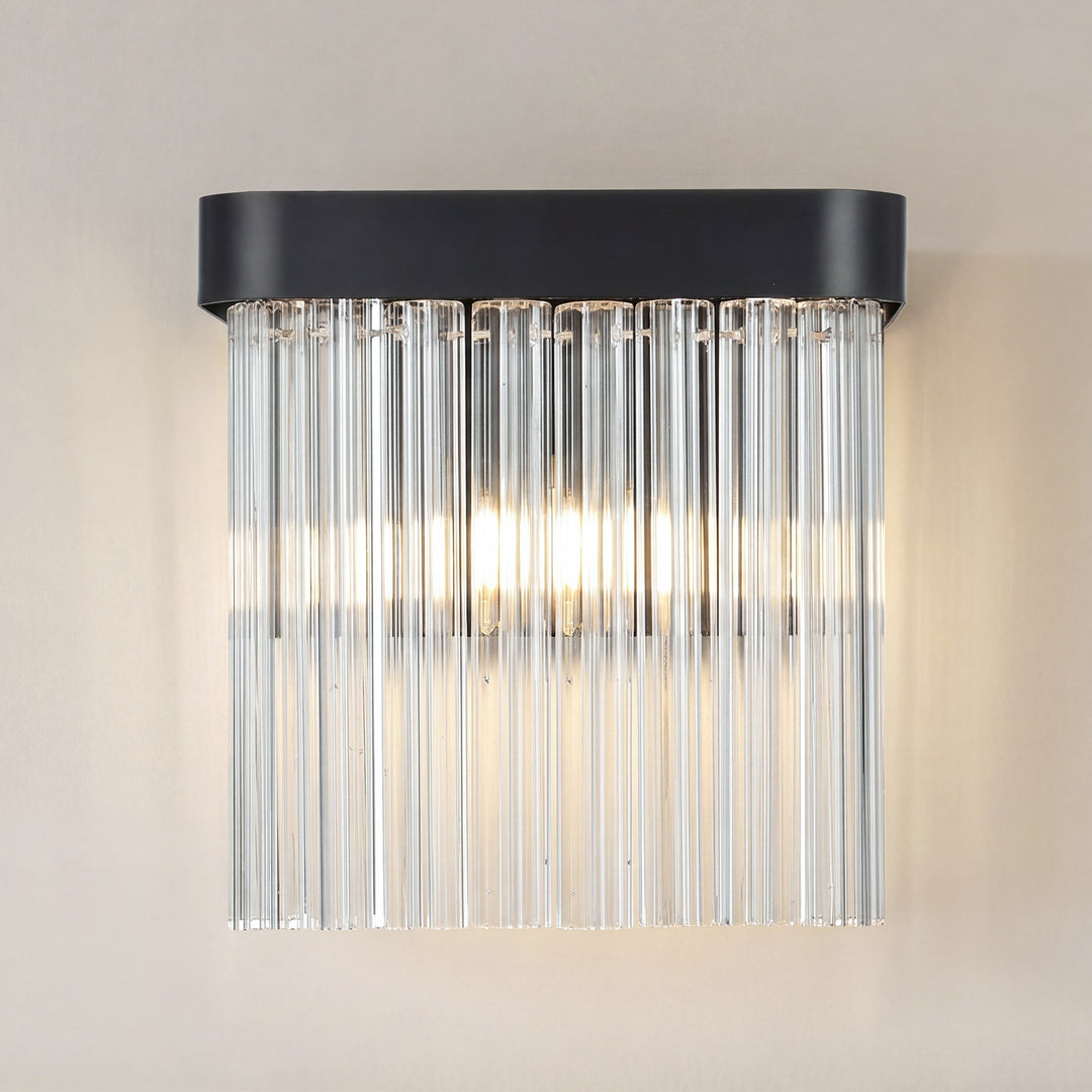 9 Inch Wall Sconce In Black Black And Clear Finish - LIGHTING by Joshua Marshal