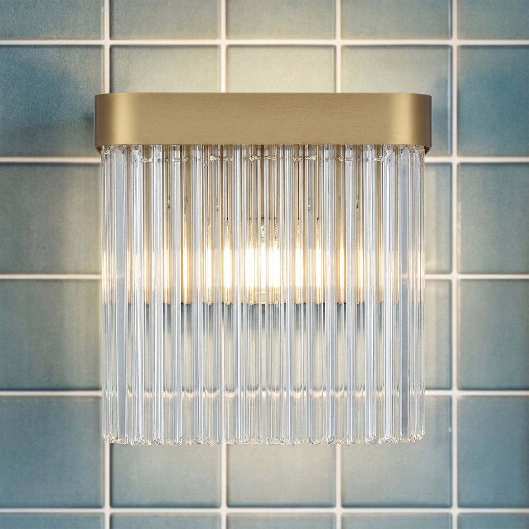 9 Inch Wall Sconce In Satin Gold Satin Gold And Clear Finish - LIGHTING by Joshua Marshal