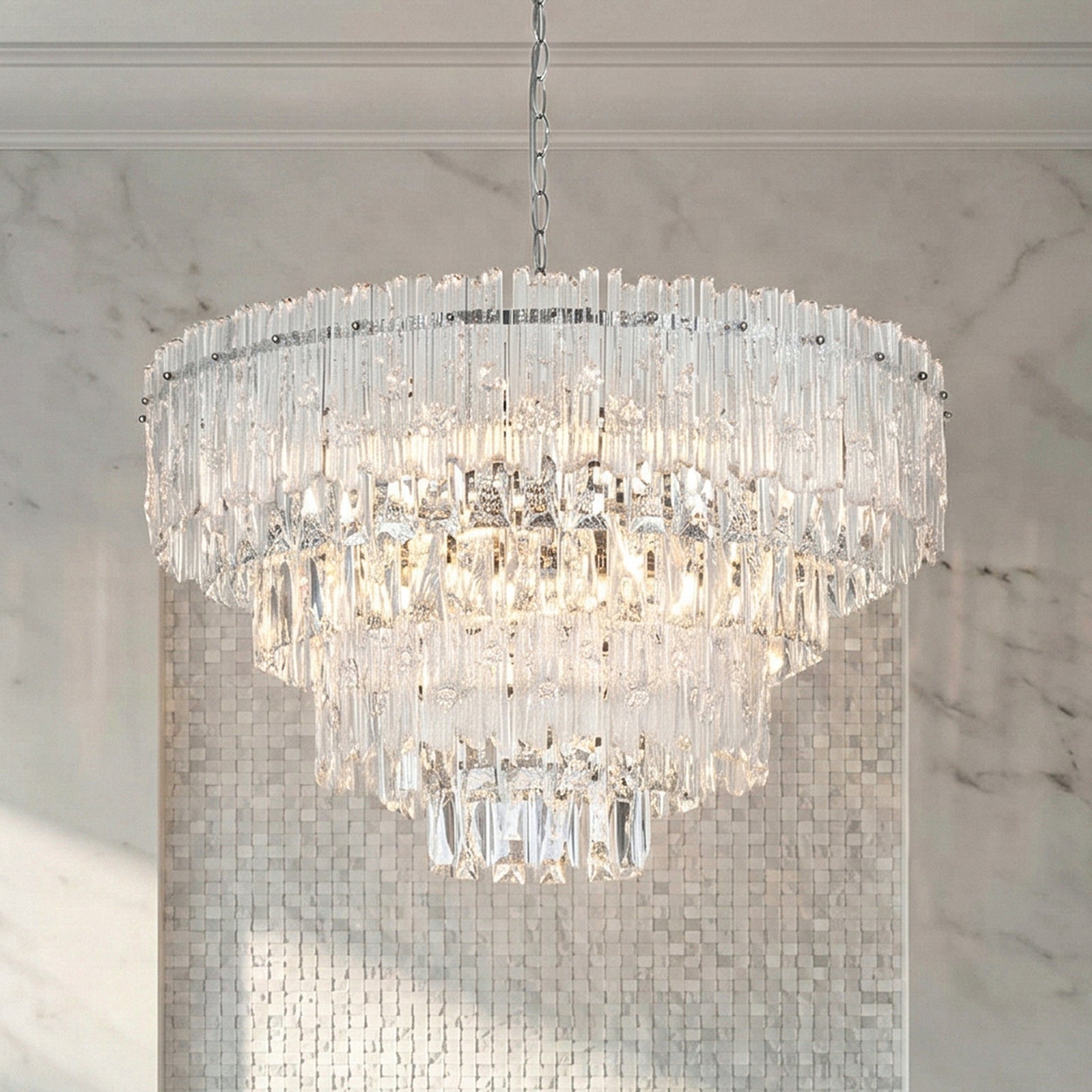 25 Inch Chandelier In Chrome Chrome And Clear Finish - LIGHTING by Joshua Marshal