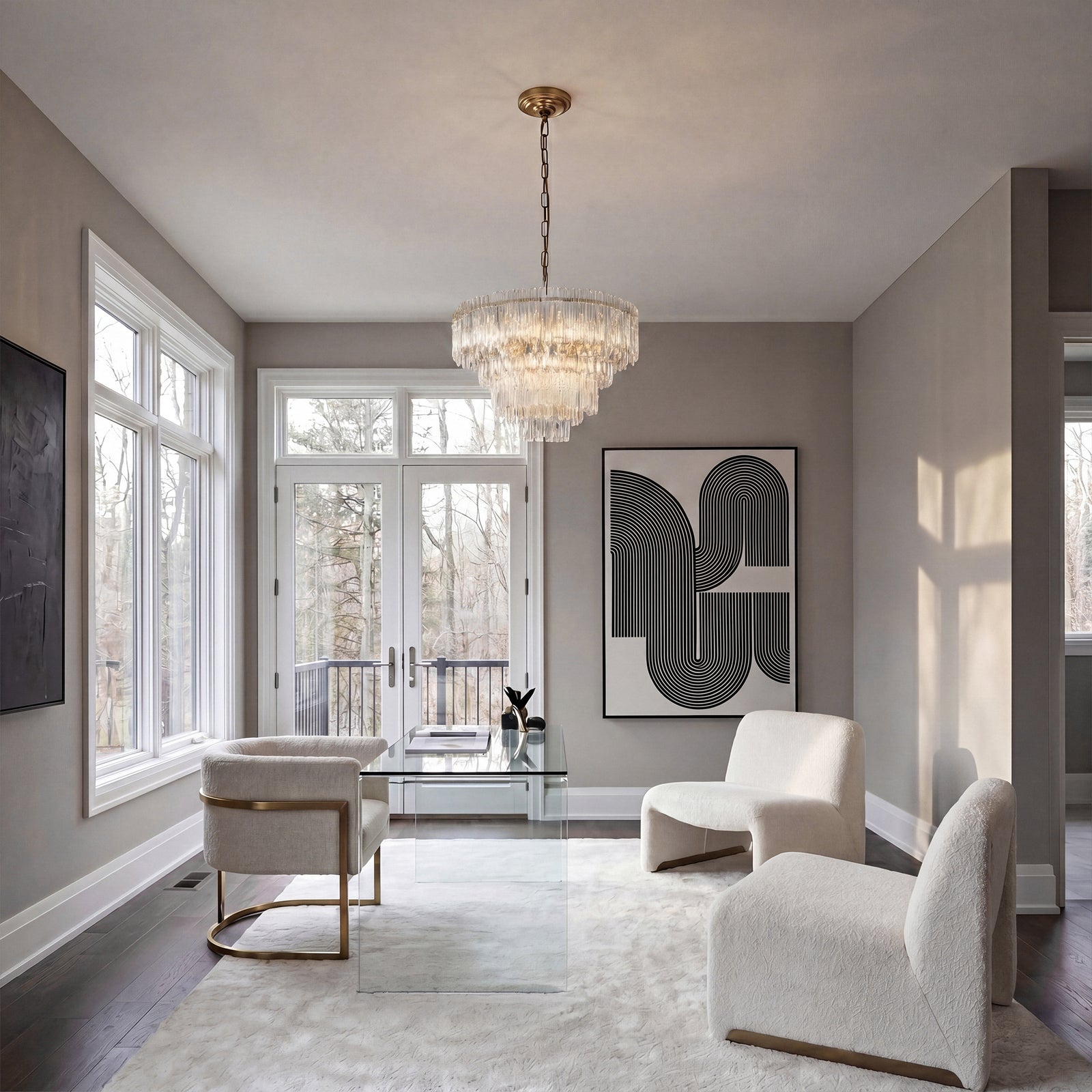 25 Inch Chandelier In Satin Gold - View 2 - Joshua Marshal