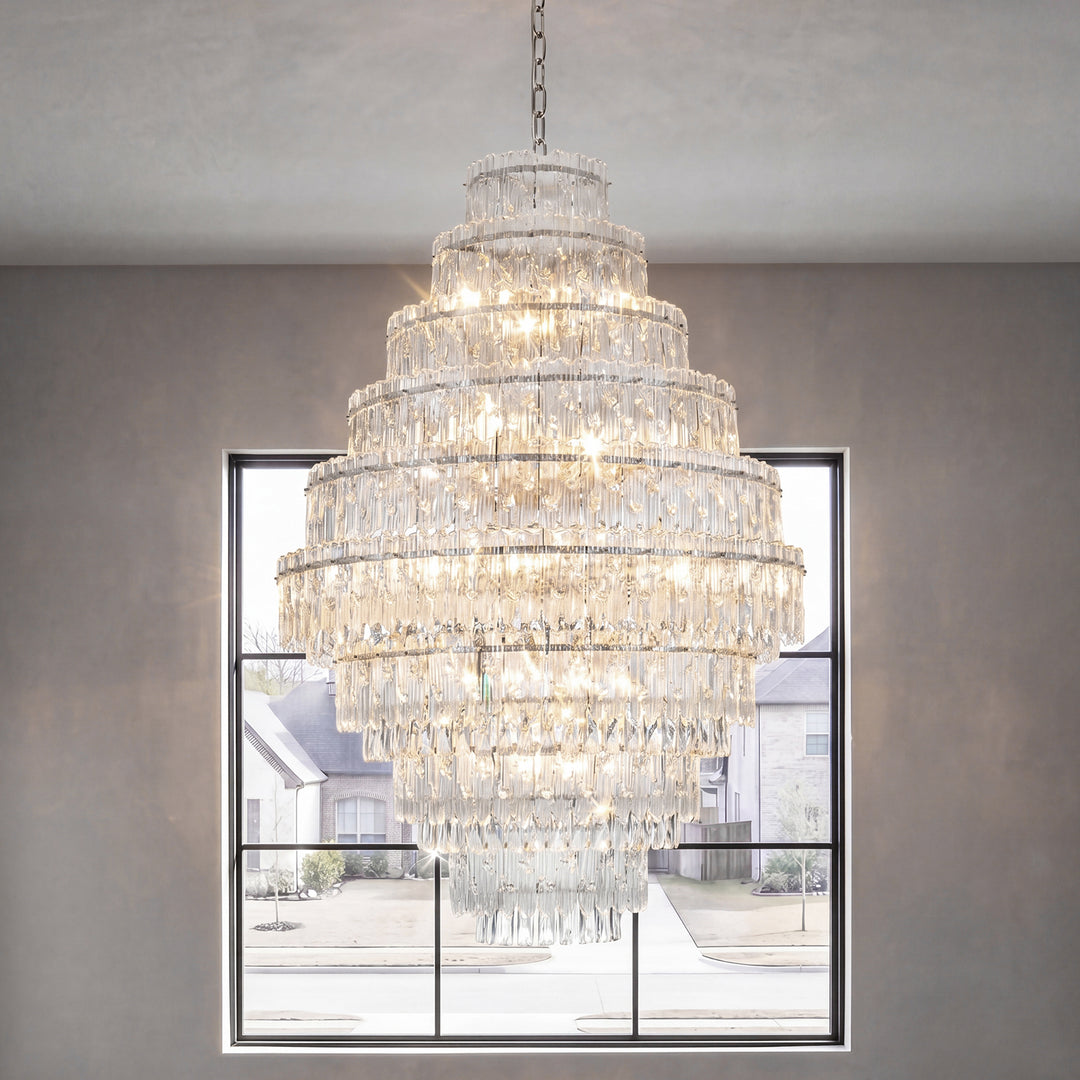 36 Inch Chandelier In Chrome Chrome And Clear Finish - LIGHTING by Joshua Marshal