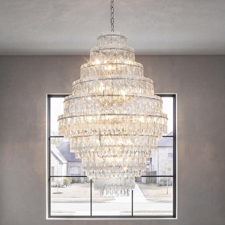 36 Inch Chandelier In Chrome Chrome And Clear Finish - LIGHTING by Joshua Marshal