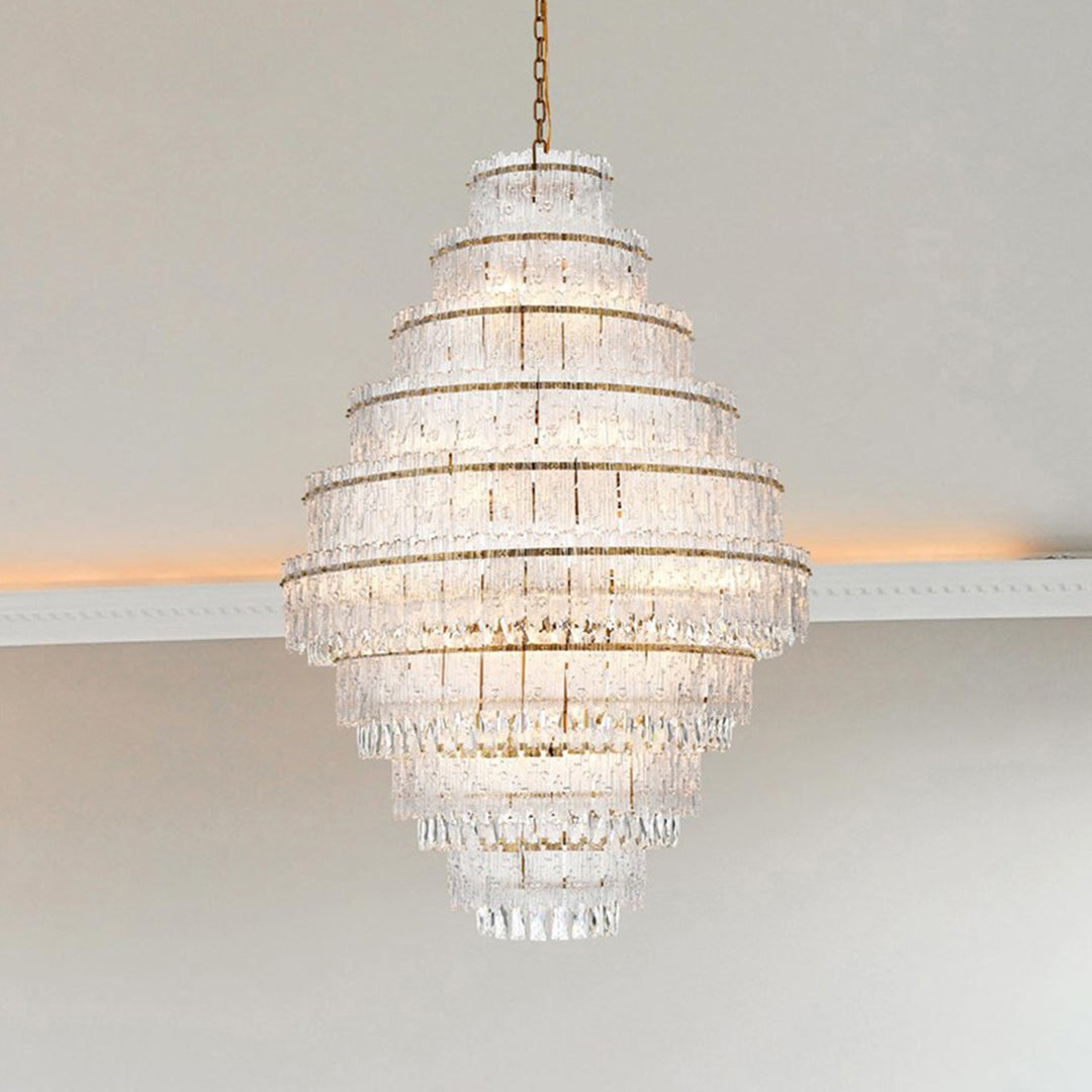 36 Inch Chandelier In Satin Gold Satin Gold And Clear Finish - LIGHTING by Joshua Marshal