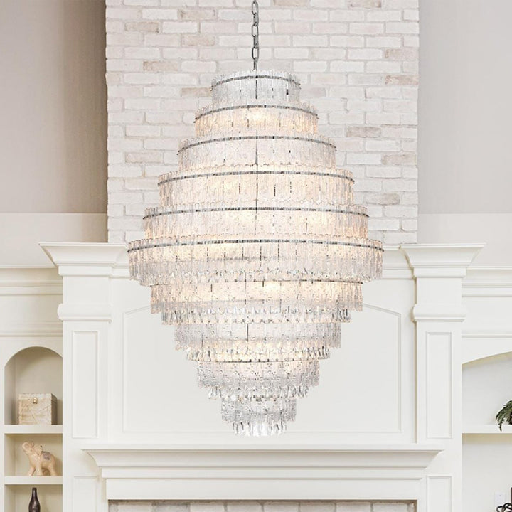 42 Inch Chandelier In Chrome Chrome And Clear Finish - LIGHTING by Joshua Marshal