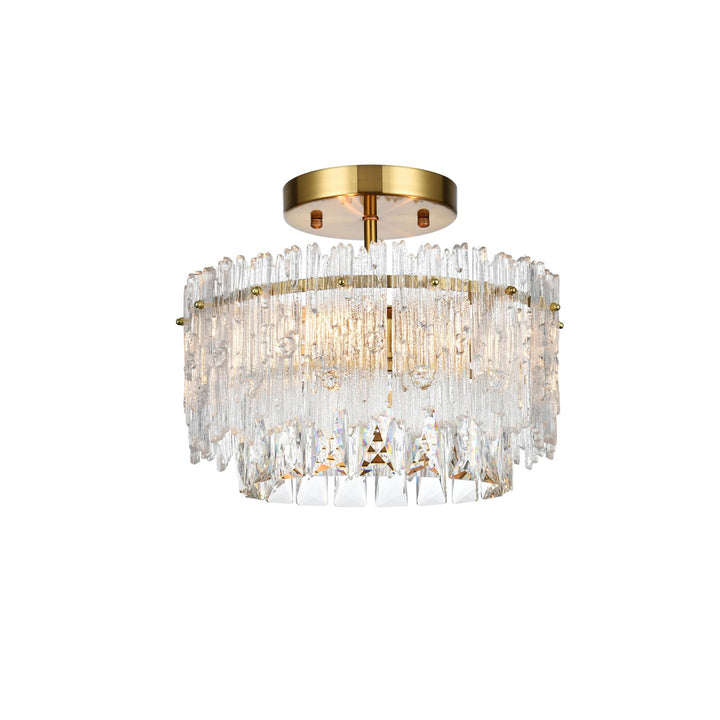 12 Inch Flush Mount In Satin Gold - View 3 - Joshua Marshal