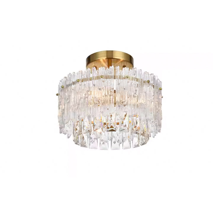 12 Inch Flush Mount In Satin Gold - View 4 - Joshua Marshal