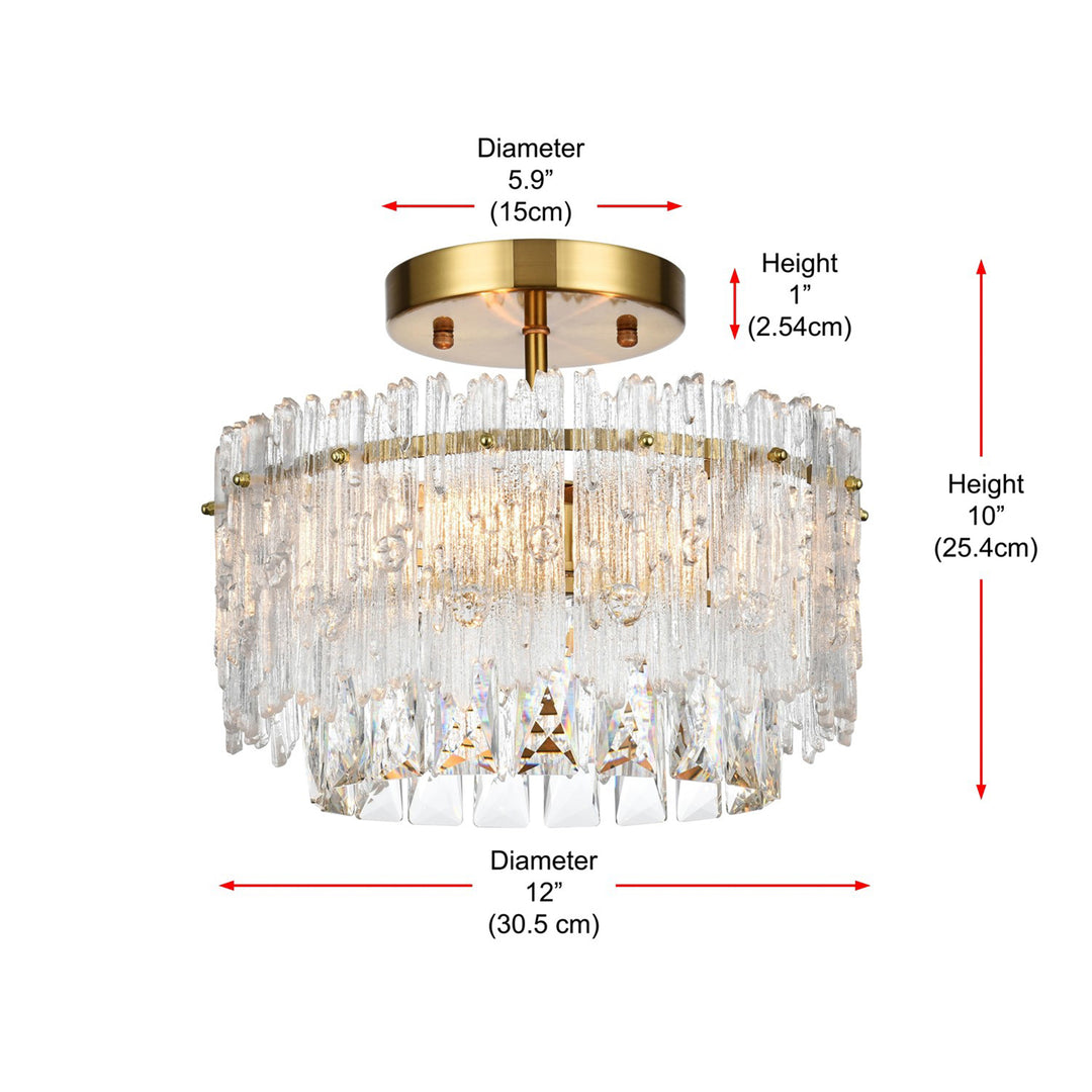 12 Inch Flush Mount In Satin Gold - View 5 - Joshua Marshal