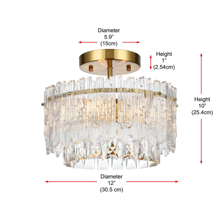 12 Inch Flush Mount In Satin Gold - View 5 - Joshua Marshal