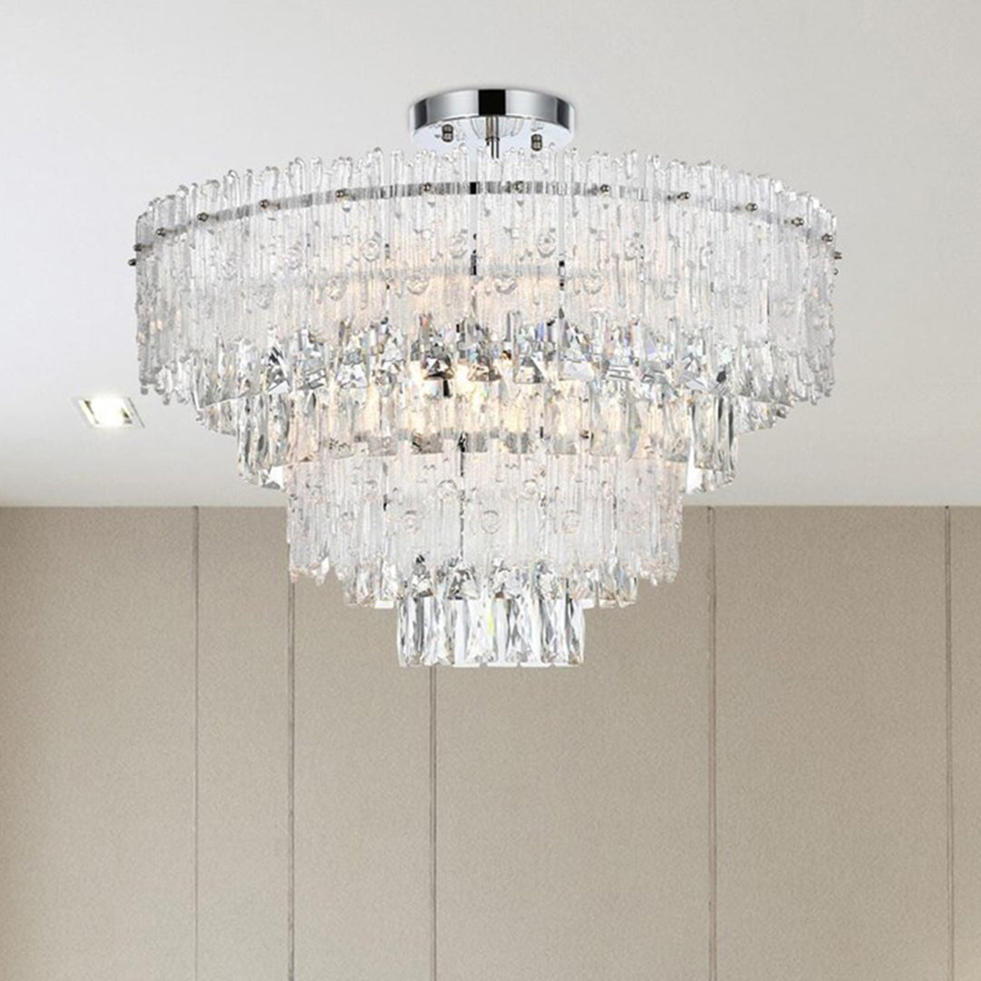 25 Inch Flush Mount In Chrome Chrome And Clear Finish - LIGHTING by Joshua Marshal