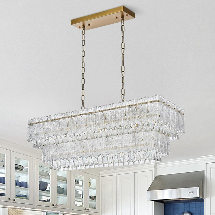 37 Inch Chandelier In Satin Gold Satin Gold And Clear Finish - LIGHTING by Joshua Marshal