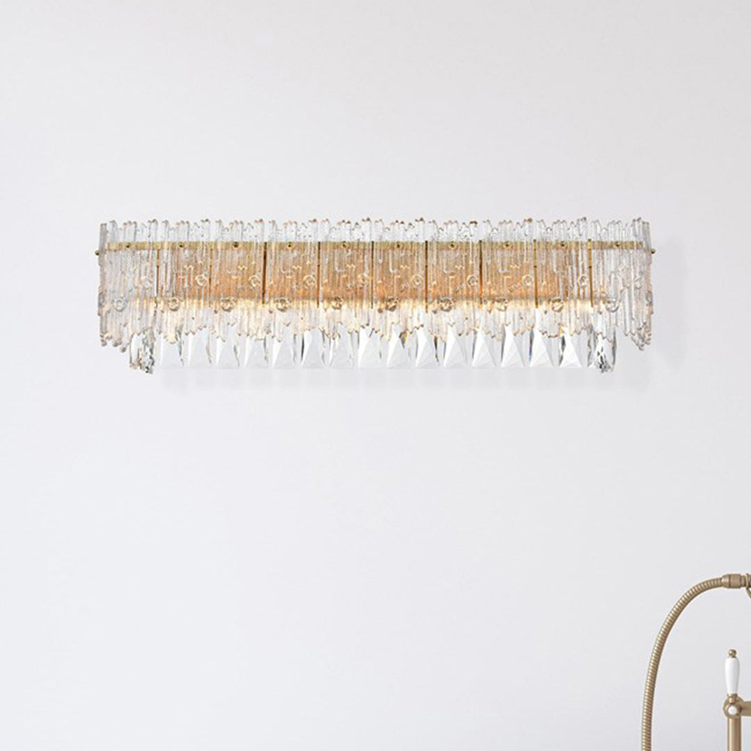 27 Inch Wall Sconce In Satin Gold Satin Gold And Clear Finish - LIGHTING by Joshua Marshal