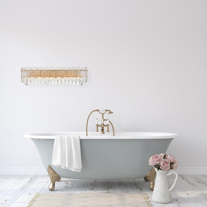 27 Inch Wall Sconce In Satin Gold - View 2 - Joshua Marshal