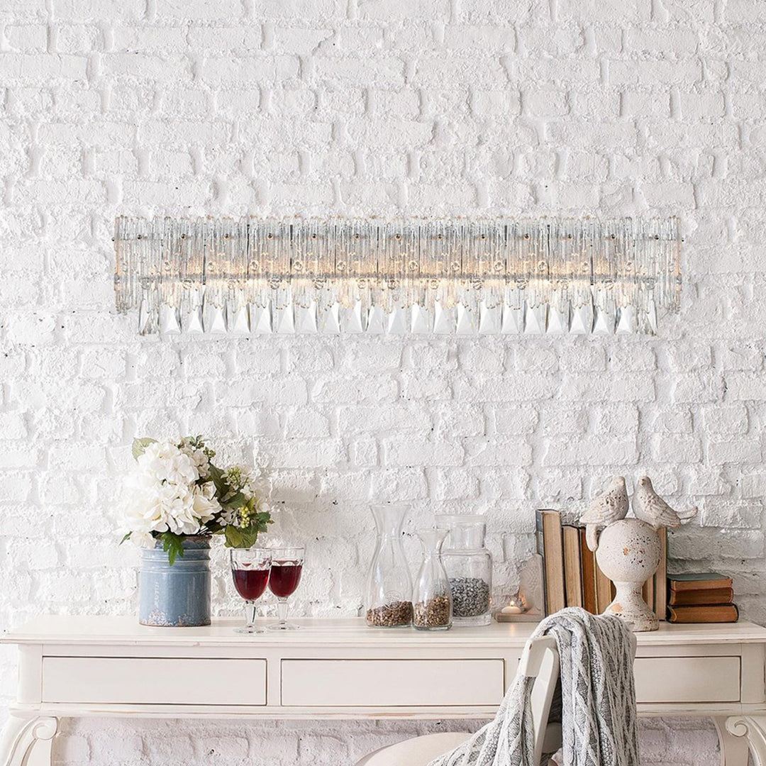 34.5 Inch Wall Sconce In Chrome Chrome And Clear Finish - LIGHTING by Joshua Marshal