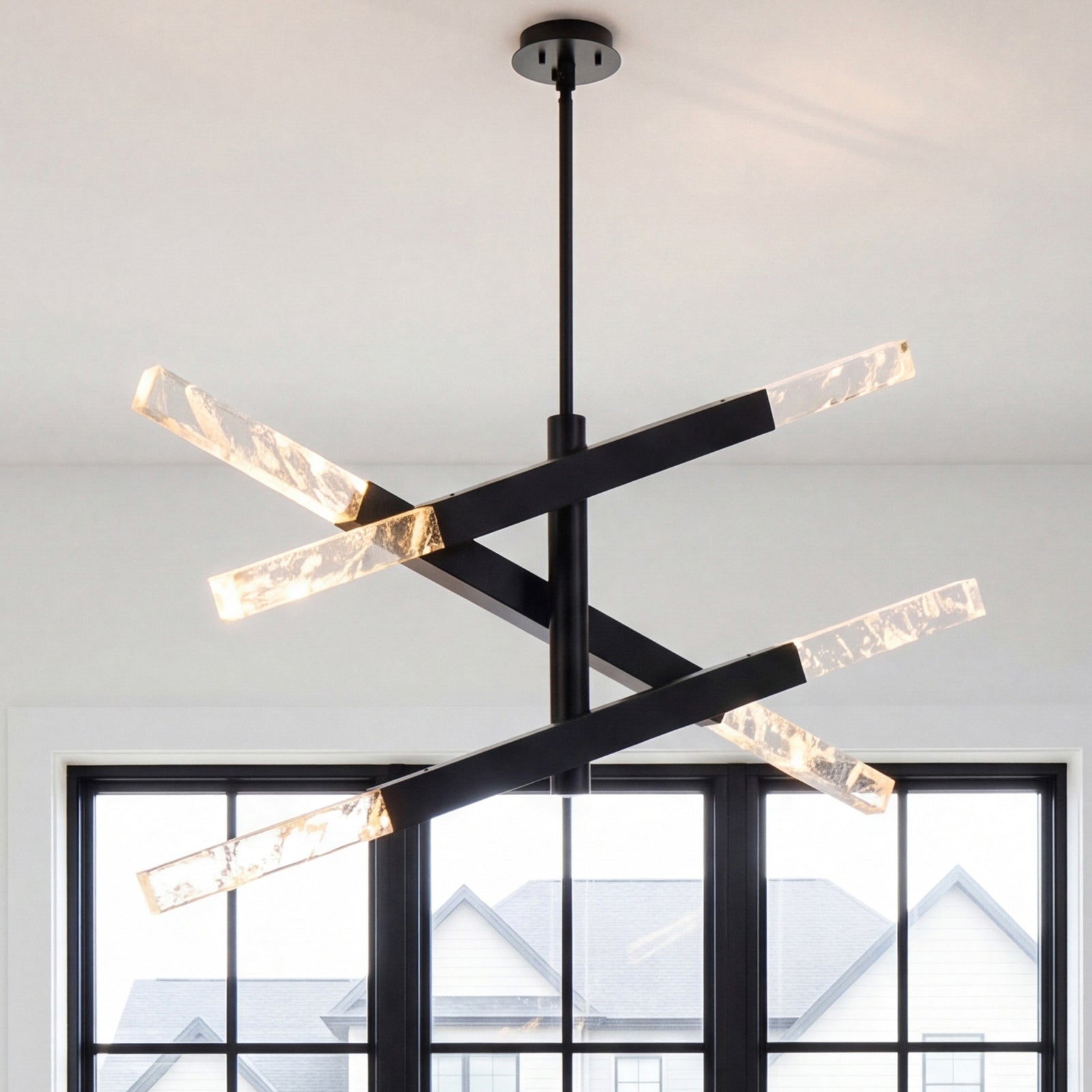 3-Bar Pendant In Black Black And Clear Finish - LIGHTING by Joshua Marshal