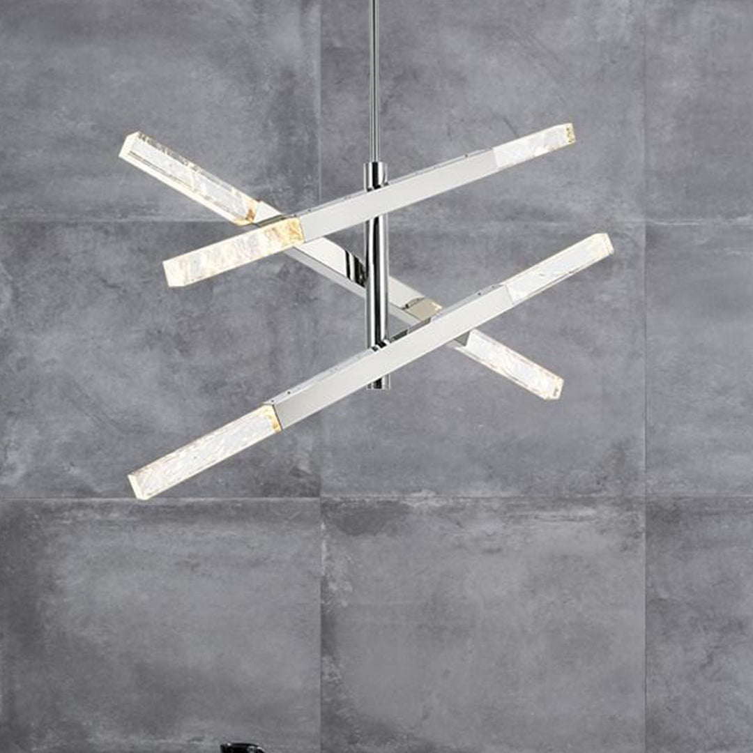 3-Bar Pendant In Chrome Chrome And Clear Finish - LIGHTING by Joshua Marshal