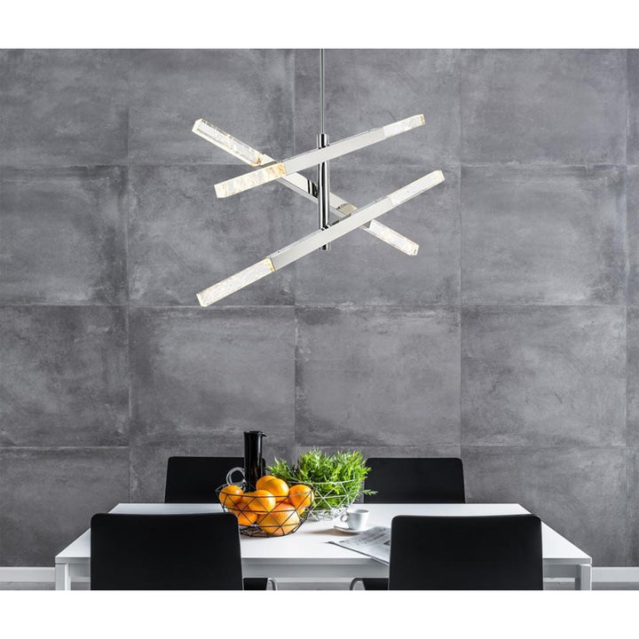 3-Bar Pendant In Chrome - View 2 - Joshua Marshal