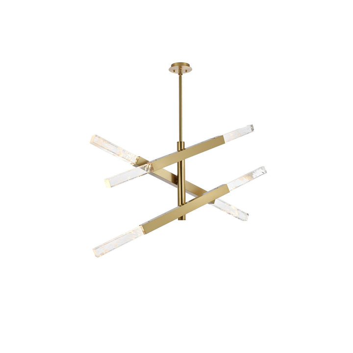 3-Bar Pendant In Satin Gold - View 3 - Joshua Marshal