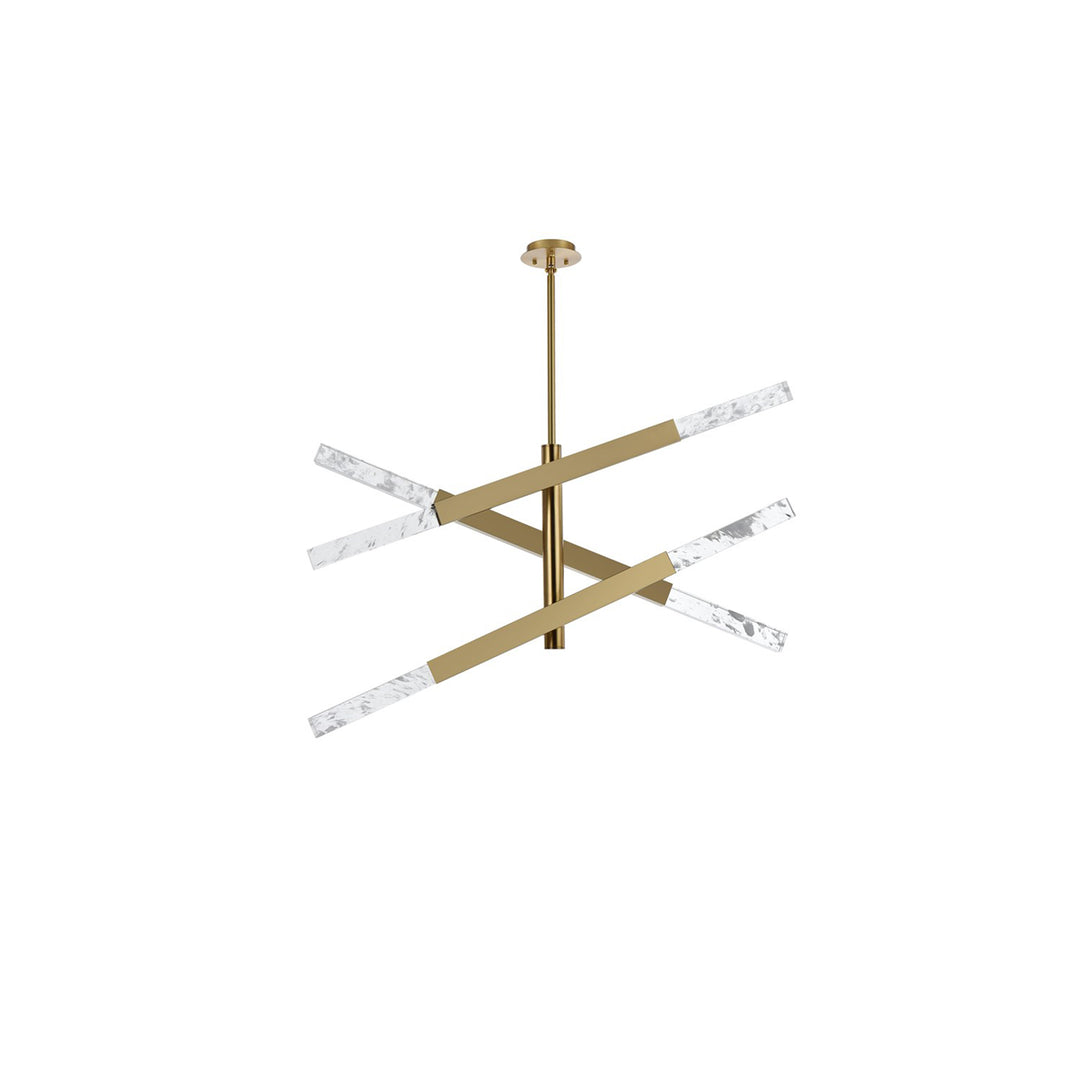 3-Bar Pendant In Satin Gold - View 4 - Joshua Marshal
