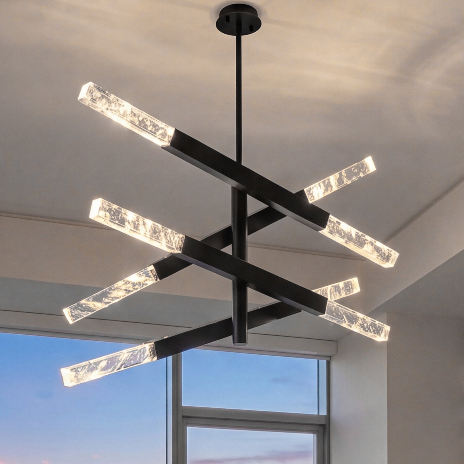 4-Bar Pendant In Black Black And Clear Finish - LIGHTING by Joshua Marshal