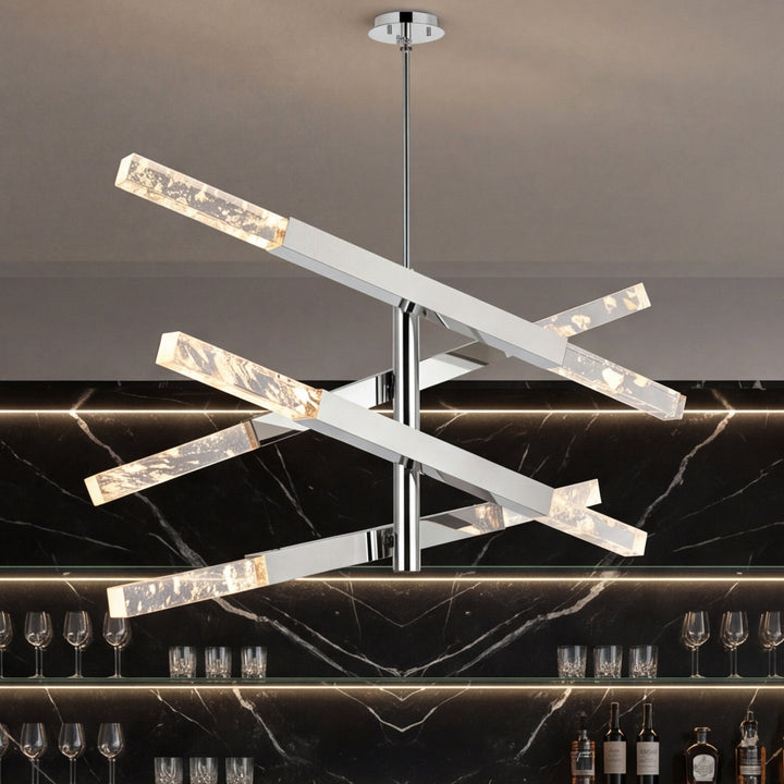 4-Bar Pendant In Chrome Chrome And Clear Finish - LIGHTING by Joshua Marshal
