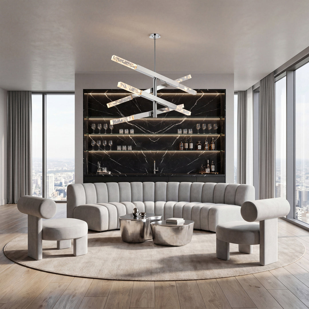 4-Bar Pendant In Chrome - View 2 - Joshua Marshal
