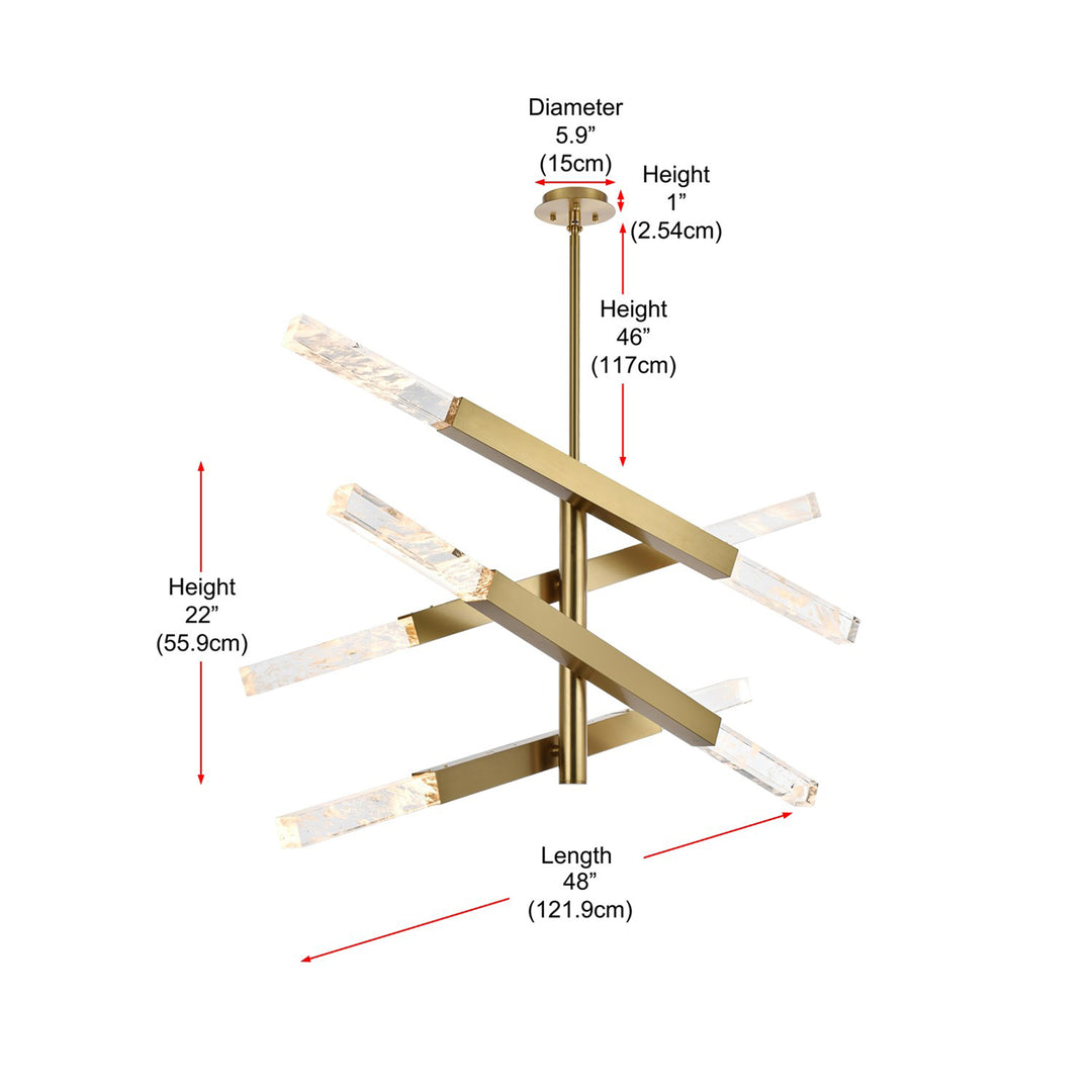 4-Bar Pendant In Satin Gold - View 6 - Joshua Marshal