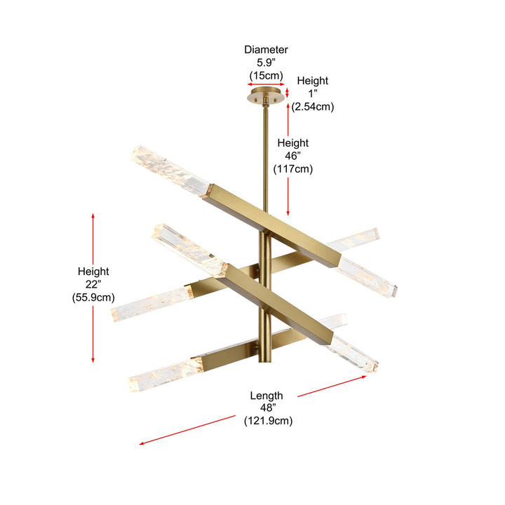 4-Bar Pendant In Satin Gold - View 6 - Joshua Marshal