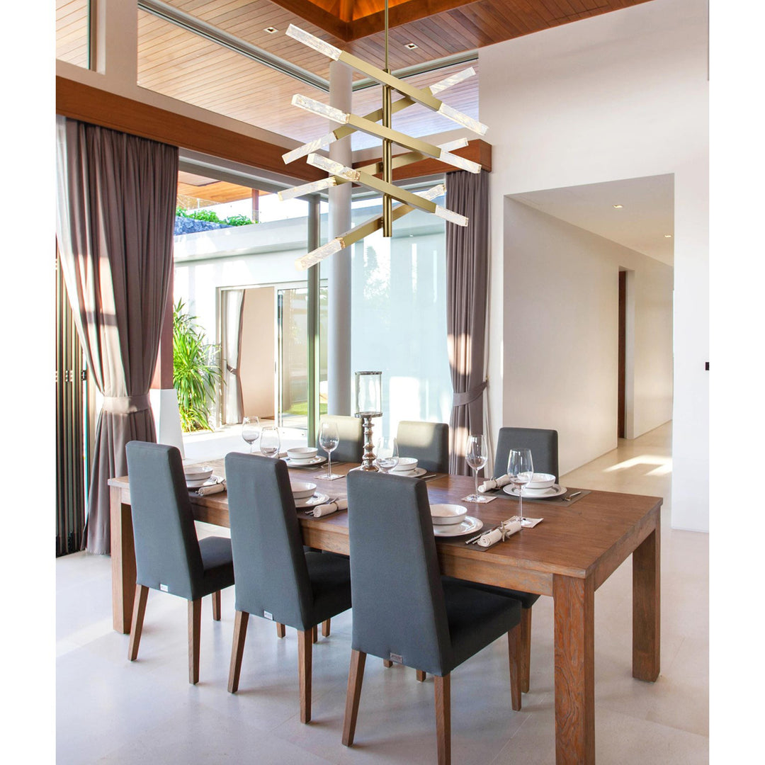 6-Bar Pendant In Satin Gold - View 2 - Joshua Marshal