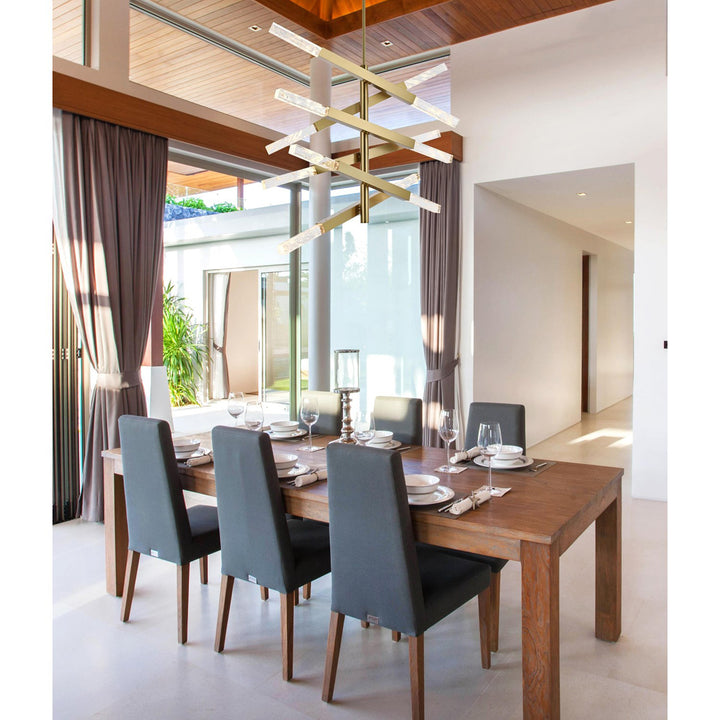 6-Bar Pendant In Satin Gold - View 2 - Joshua Marshal