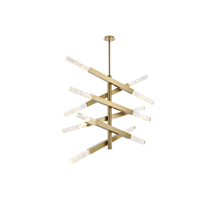 6-Bar Pendant In Satin Gold - View 3 - Joshua Marshal