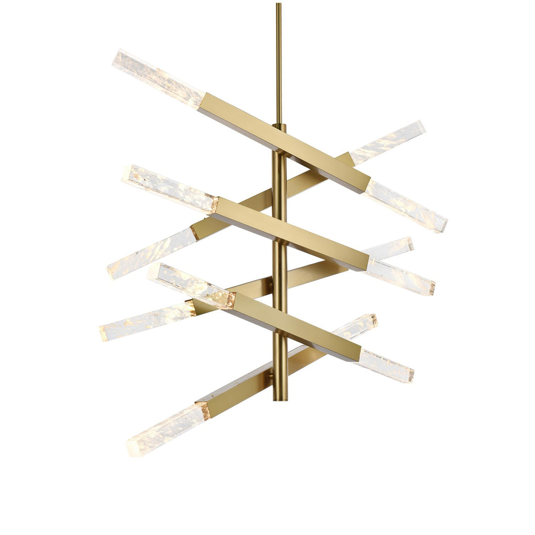 6-Bar Pendant In Satin Gold - View 4 - Joshua Marshal