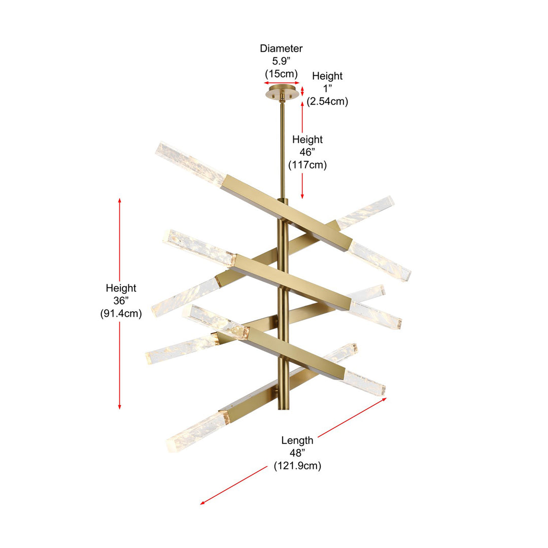 6-Bar Pendant In Satin Gold - View 6 - Joshua Marshal