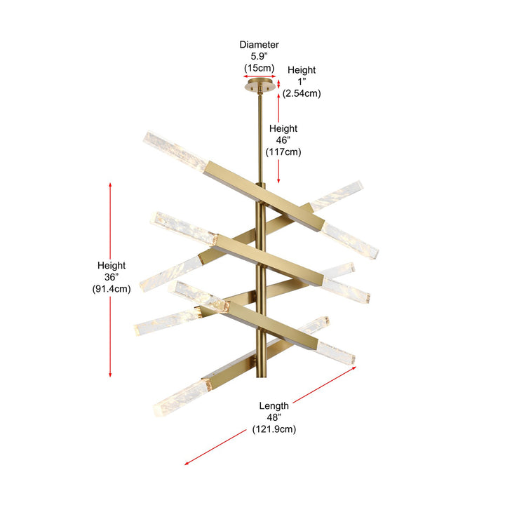 6-Bar Pendant In Satin Gold - View 6 - Joshua Marshal