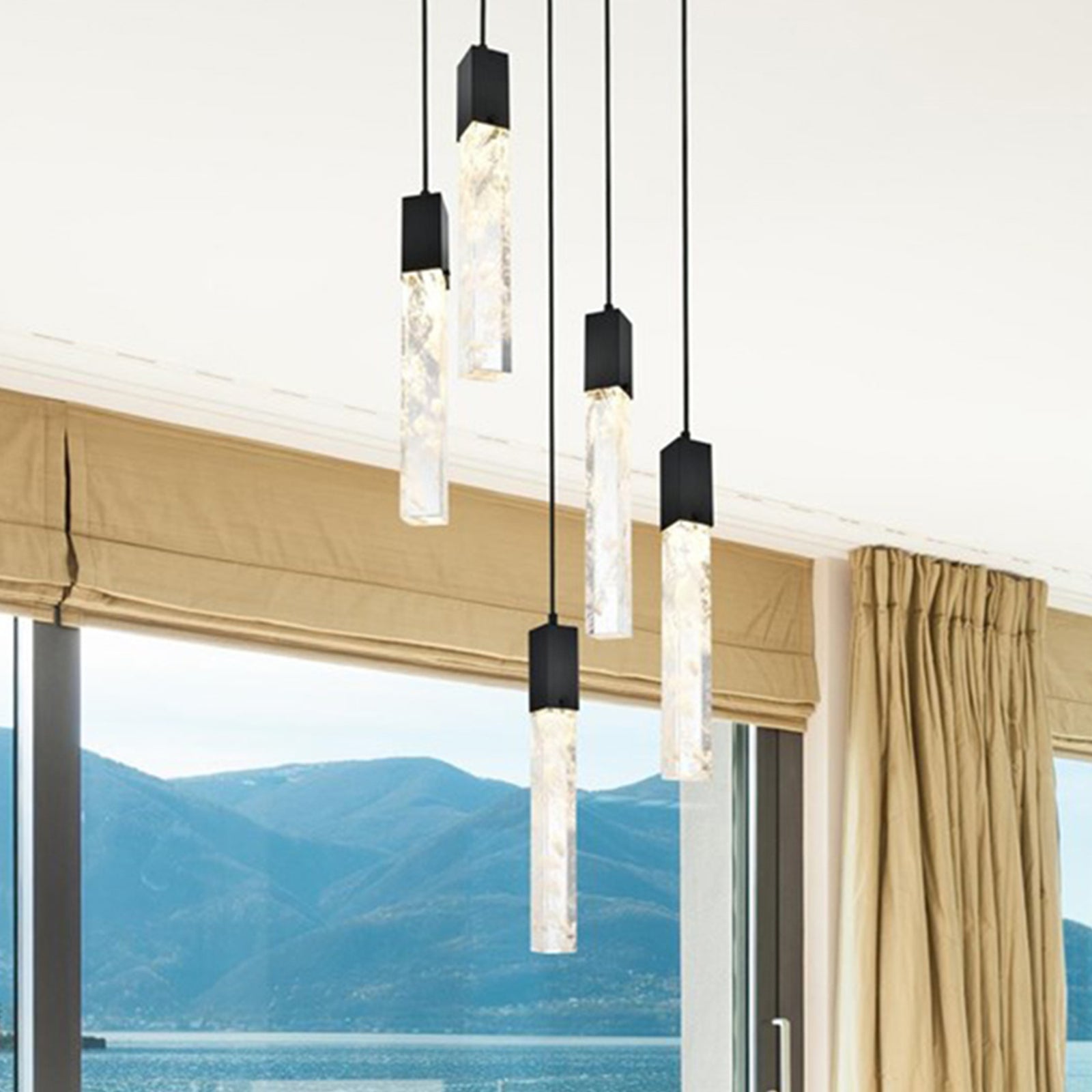 16 Inch Pendant In Black Black And Clear Finish - LIGHTING by Joshua Marshal