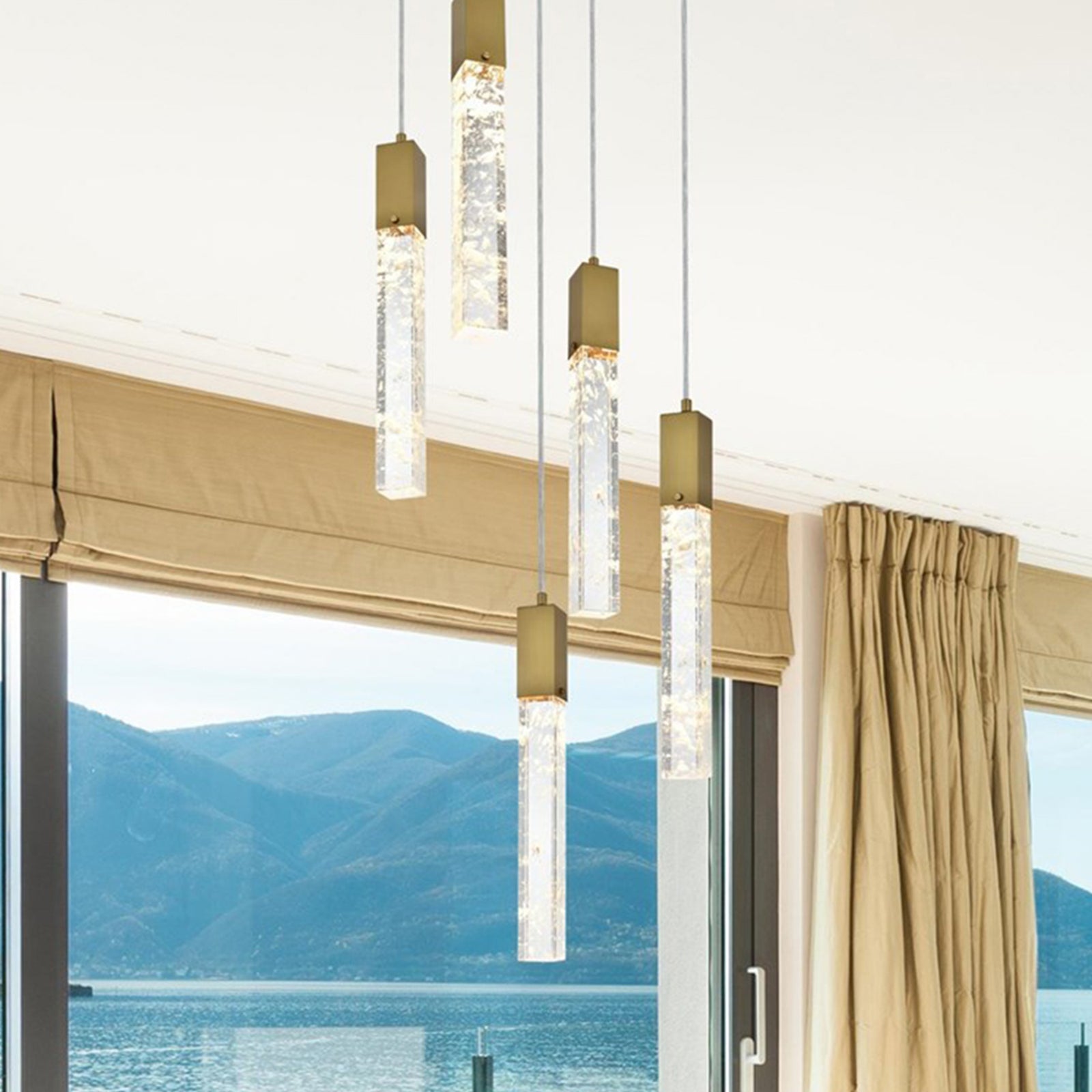 16 Inch Pendant In Satin Gold Satin Gold And Clear Finish - LIGHTING by Joshua Marshal
