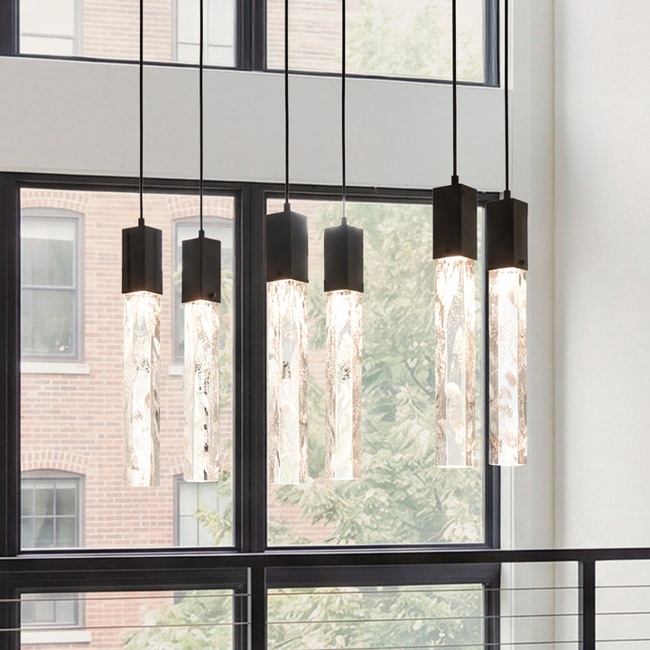 32 Inch Pendant In Black Black And Clear Finish - LIGHTING by Joshua Marshal