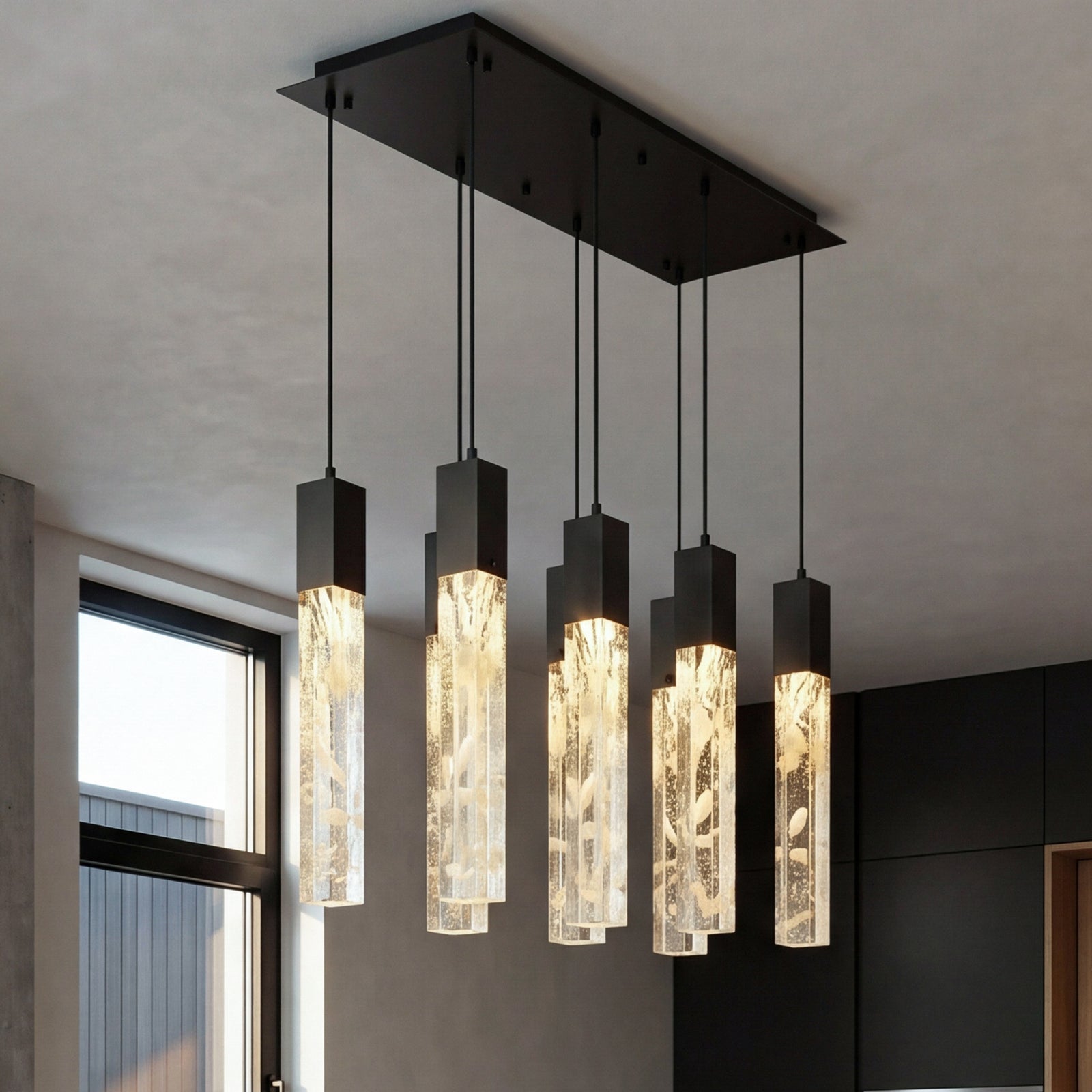 36 Inch Pendant In Black Black And Clear Finish - LIGHTING by Joshua Marshal