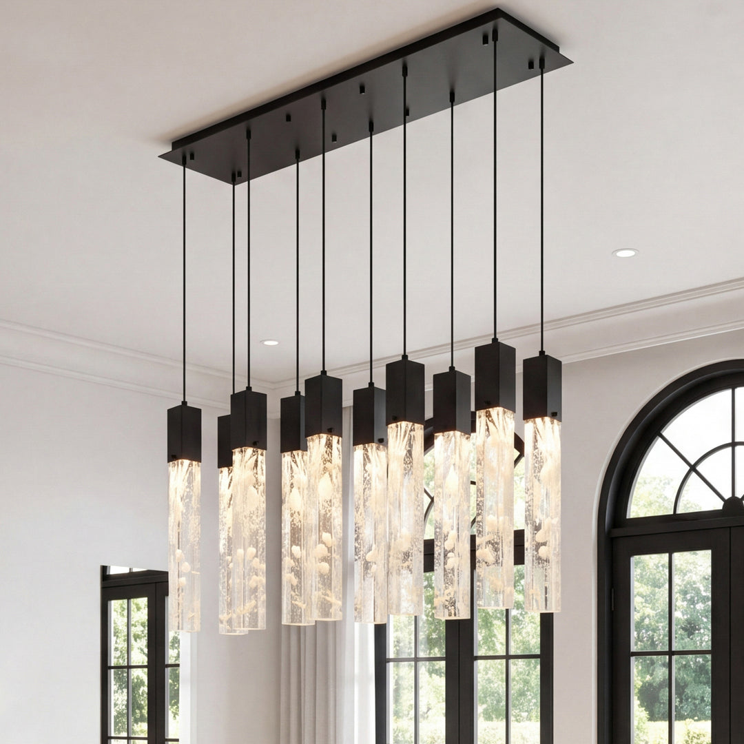 42 Inch Pendant In Black Black And Clear Finish - LIGHTING by Joshua Marshal
