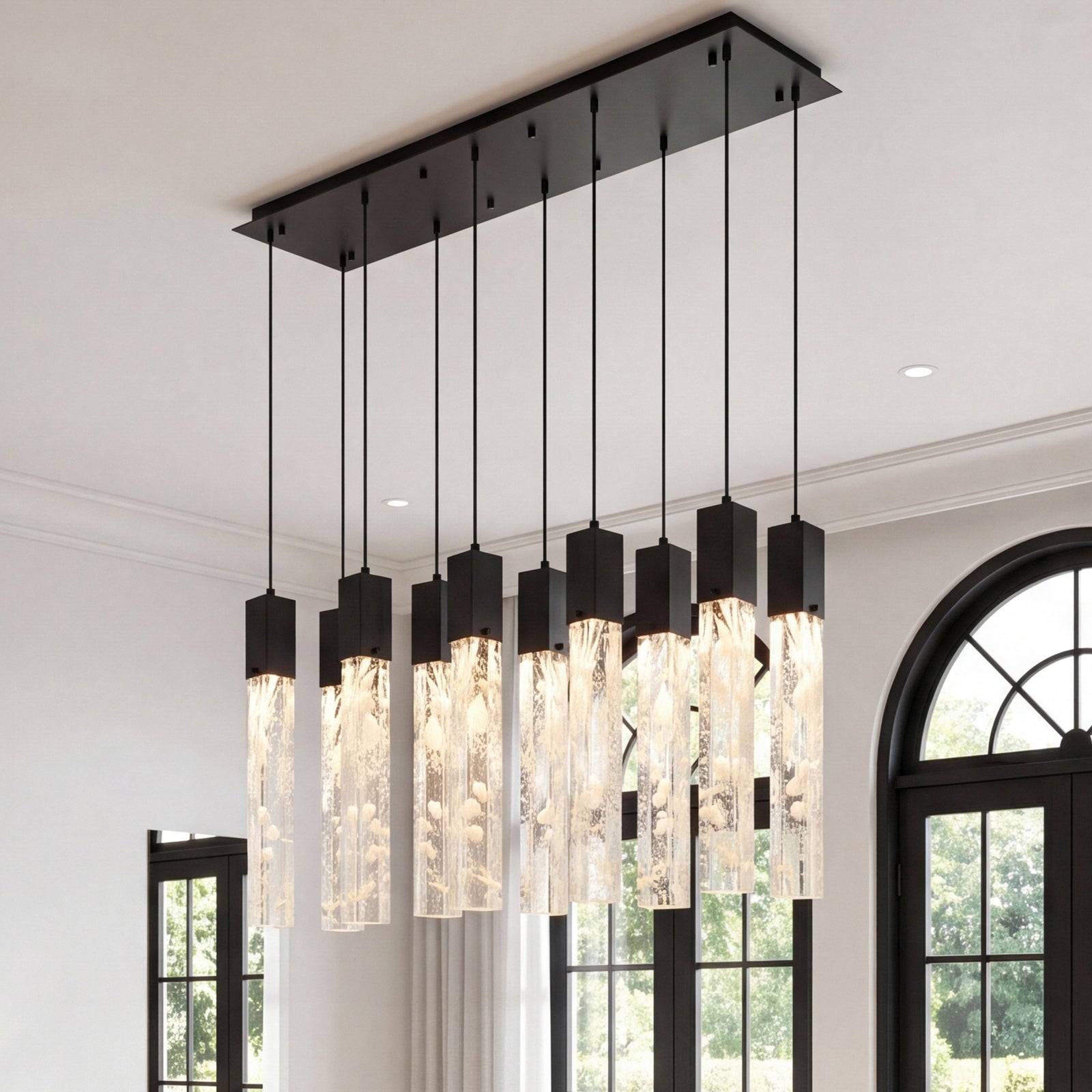 42 Inch Pendant In Black Black And Clear Finish - LIGHTING by Joshua Marshal