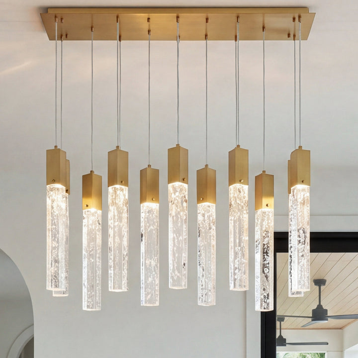 42 Inch Pendant In Satin Gold Satin Gold And Clear Finish - LIGHTING by Joshua Marshal