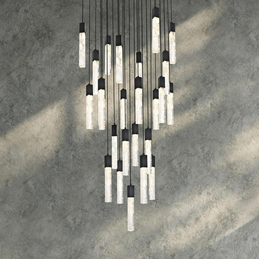 30 Inch Chandelier In Satin Gold Satin Gold And Clear Finish - LIGHTING by Joshua Marshal