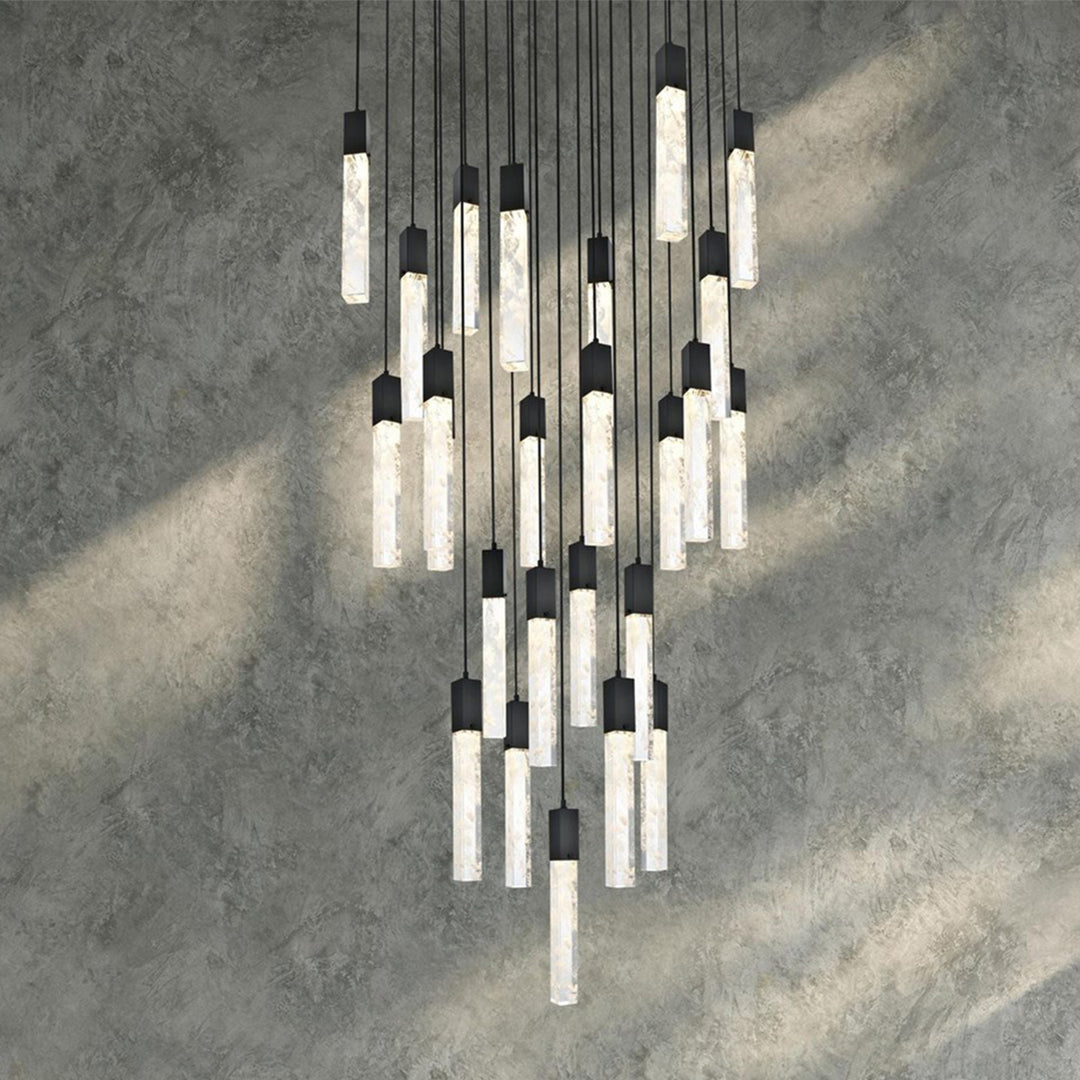 36 Inch Chandelier In Black Black And Clear Finish - LIGHTING by Joshua Marshal