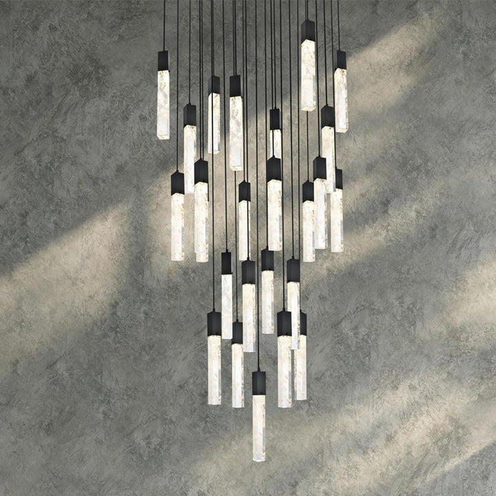 36 Inch Chandelier In Black Black And Clear Finish - LIGHTING by Joshua Marshal