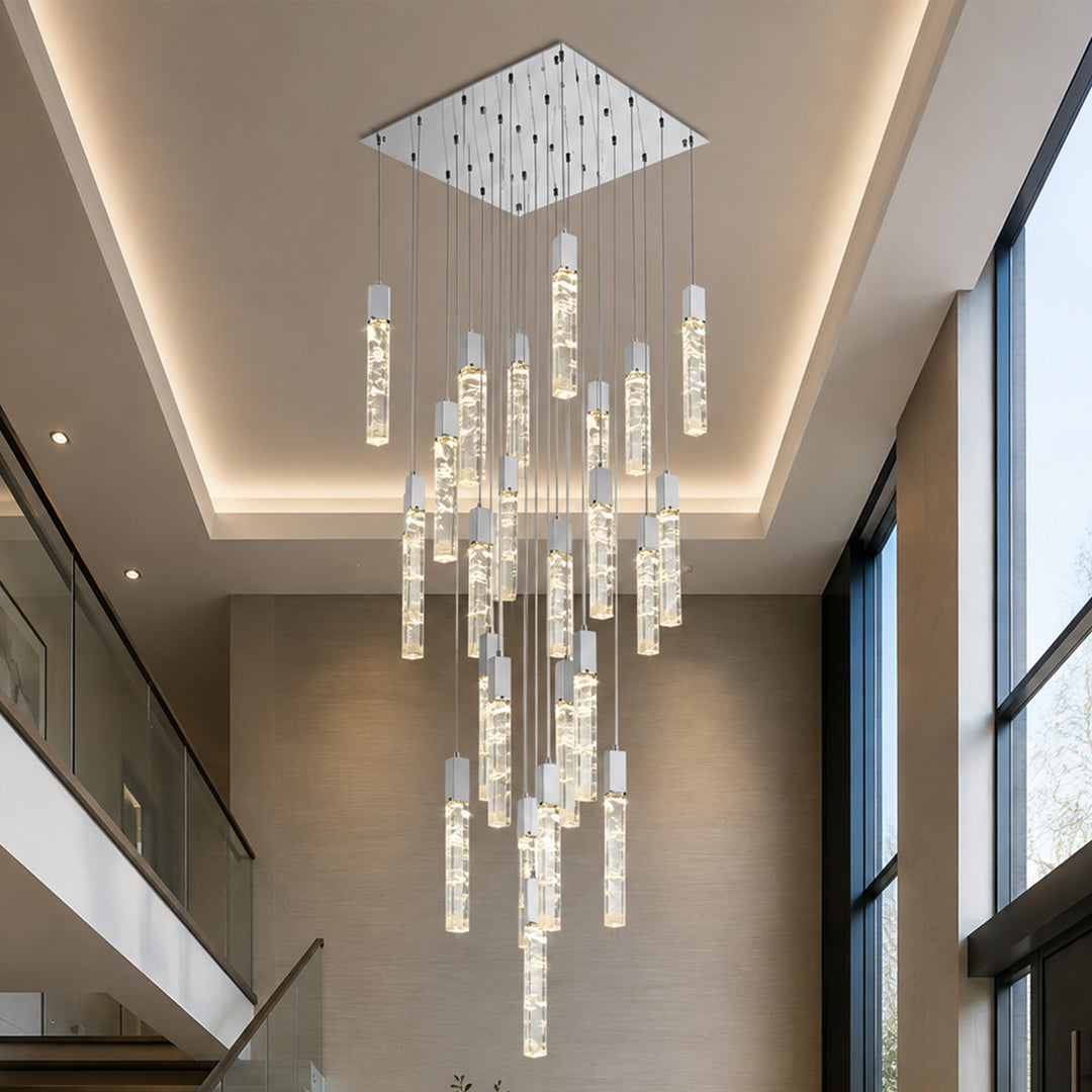 36 Inch Chandelier In Chrome Chrome And Clear Finish - LIGHTING by Joshua Marshal